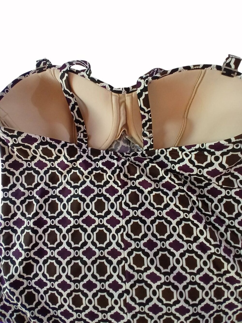 Lands End Top Tankini Swim Size 16 16W Surplice Bust Padded Shelf Bra Geometric - Picture 8 of 15